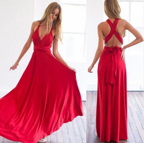 Women's Sexy Long Party Dress Club Floor-Length Summer Backless Bandage Maxi Dress Multiway Bridesmaids Boho Women Dress Vestidos - Velora