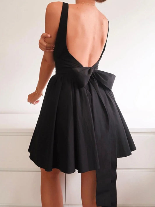 Backless Square Neck Mini Dress - Velora