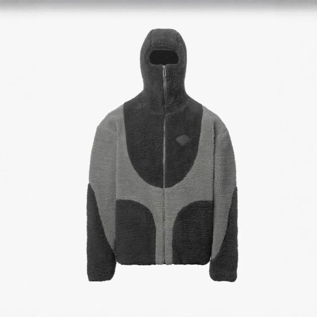 Men's Fashion Lamb Wool Hooded Zipper Coat Sweatshirt Patchwork Line Design Male Tops Casual - Velora