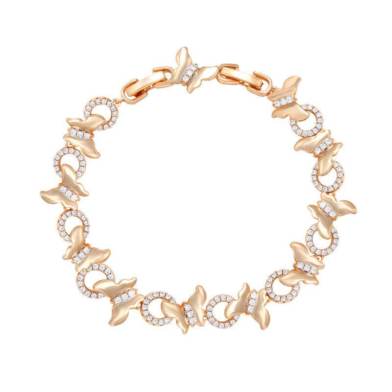 Copper Inlaid Zircon Smart Butterfly Stitching Bracelet European And American High-grade Bracelet - Velora