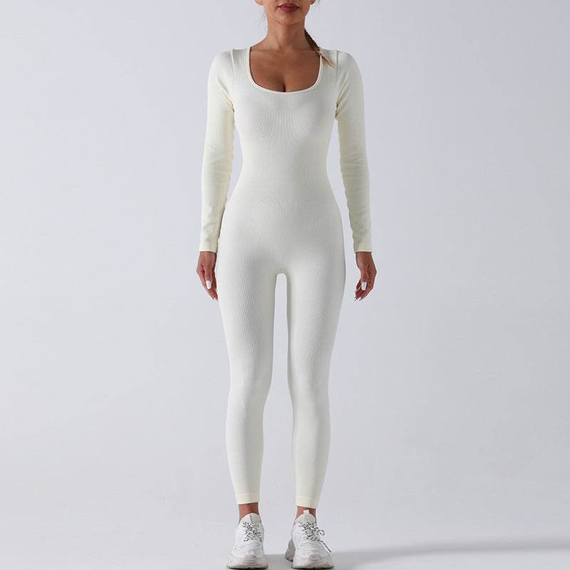 Seamless Long Sleeve Yoga Jumpsuit Bodycon Women Activewear Athleisure Romper - Velora