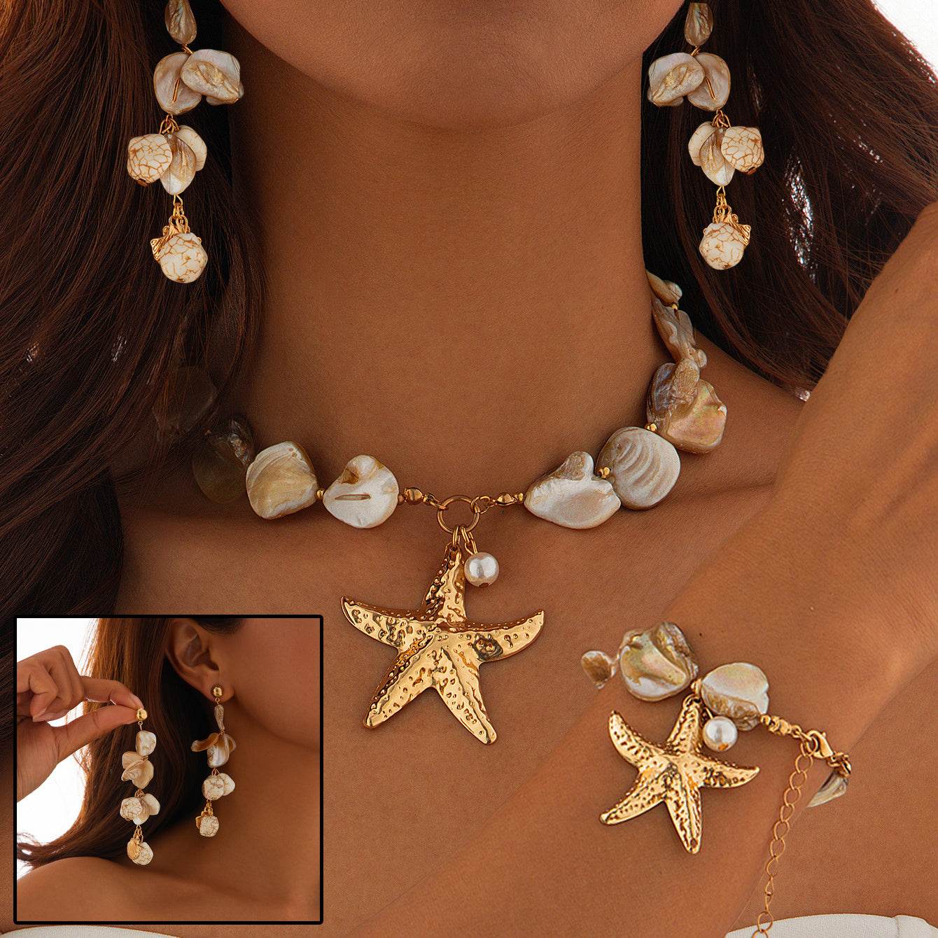 Classic Conch Pendant Necklace For Women Bohemian Starfish Beaded Choker Necklace Summer Beach Neck Fashion Jewelry - Velora