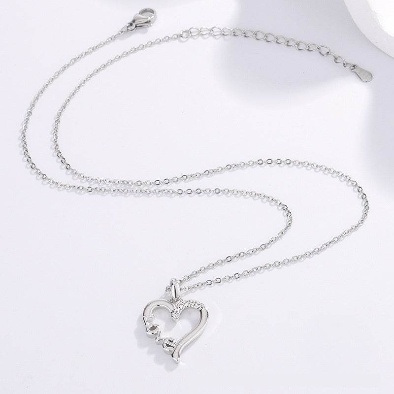 Creative Heart Design LOVE Titanium Steel Necklace LOVE Pendant For Women Wedding Anniversary Party Statement Neck Accessories Jewelry Gift - Velora
