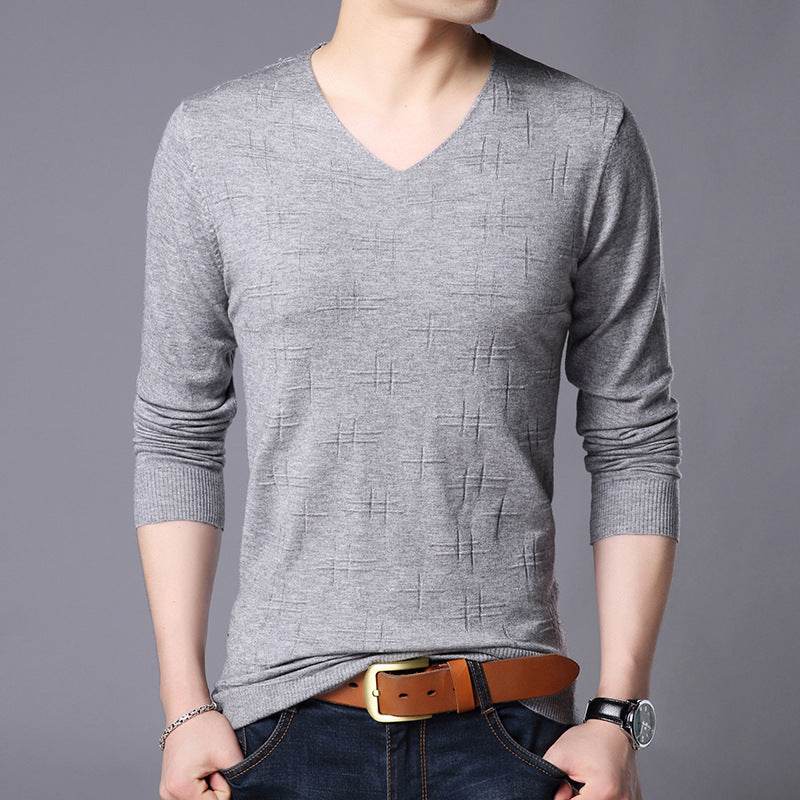 Men's Casual V-neck Thin Base Long Sleeve - Velora