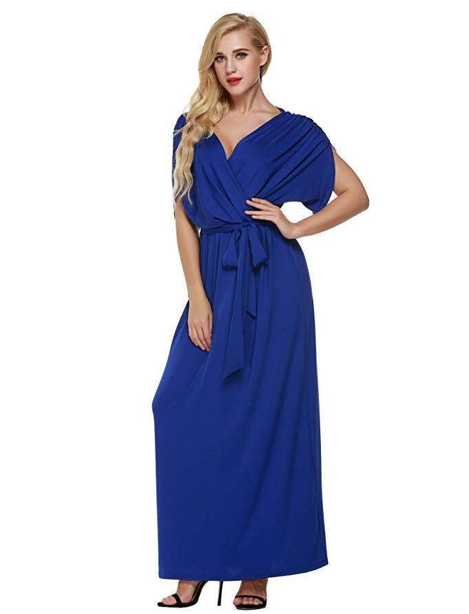 4XL Big Size Dress Elegant Women Long wrap Dresses Summer Dresses - Velora