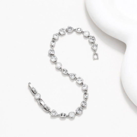 Affordable Luxury Style Korean Fashion Exquisite Full Diamond Geometric Bracelet - Velora