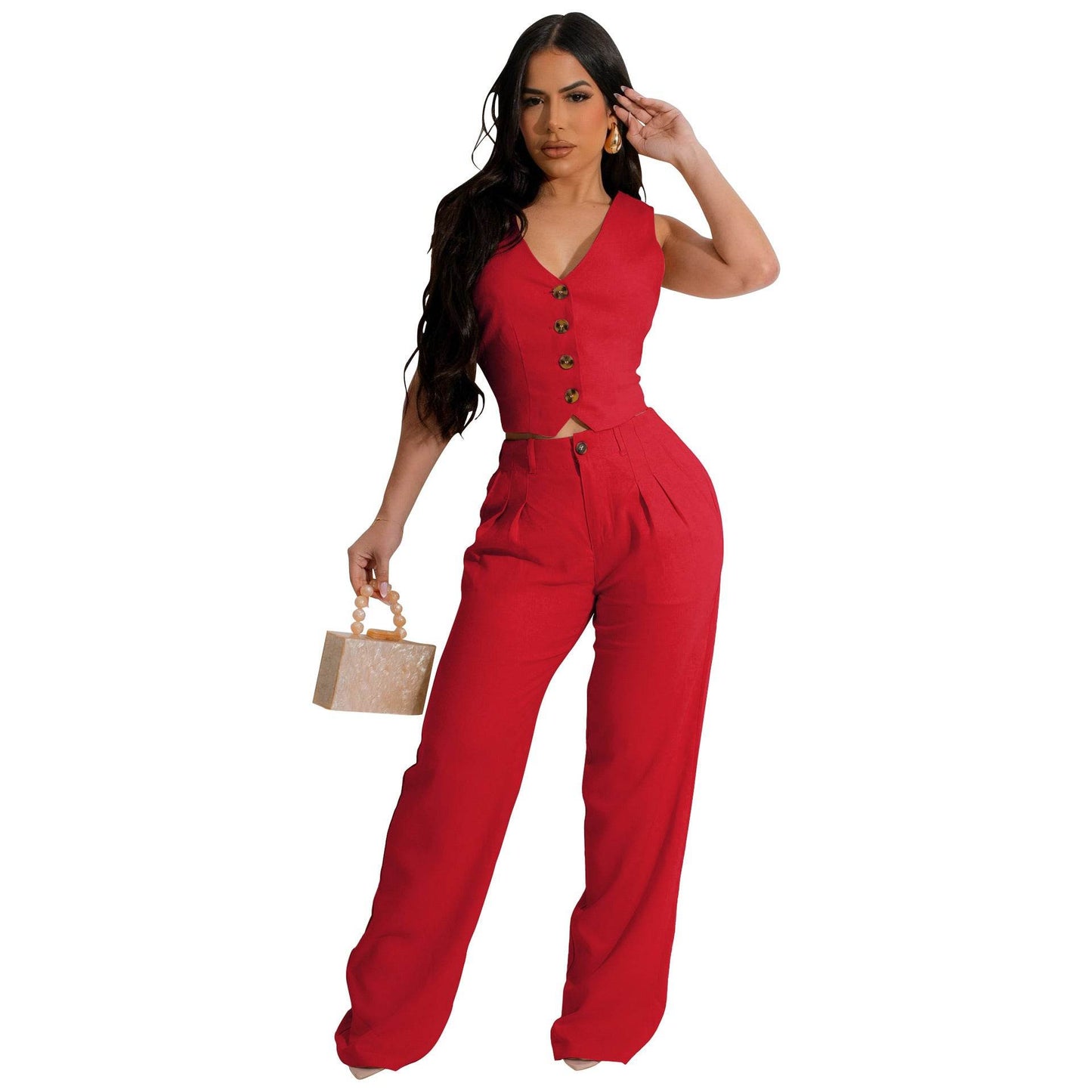 Two-piece Set Vest Jacket Suit Office OL Commuting Summer - Velora