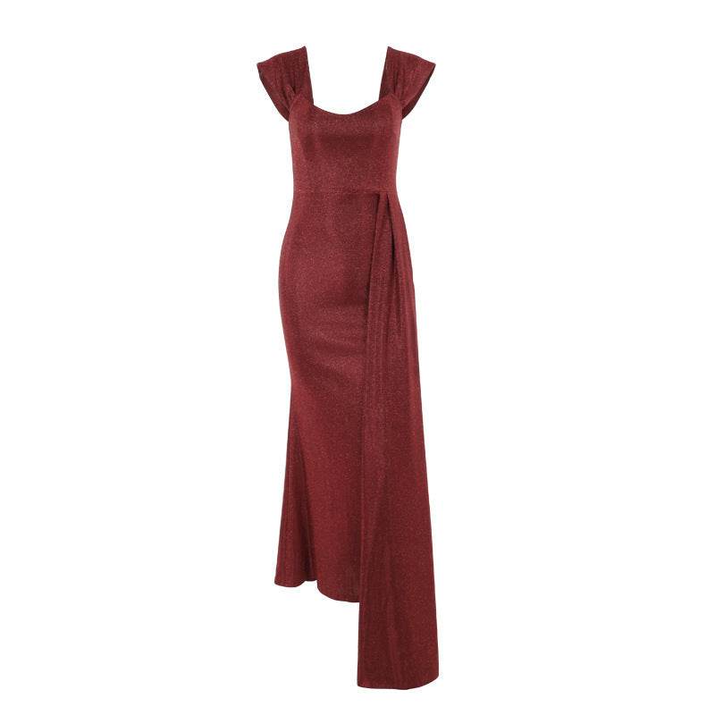 Slim Fit Thin And Glittering Vest Long Dress - Velora