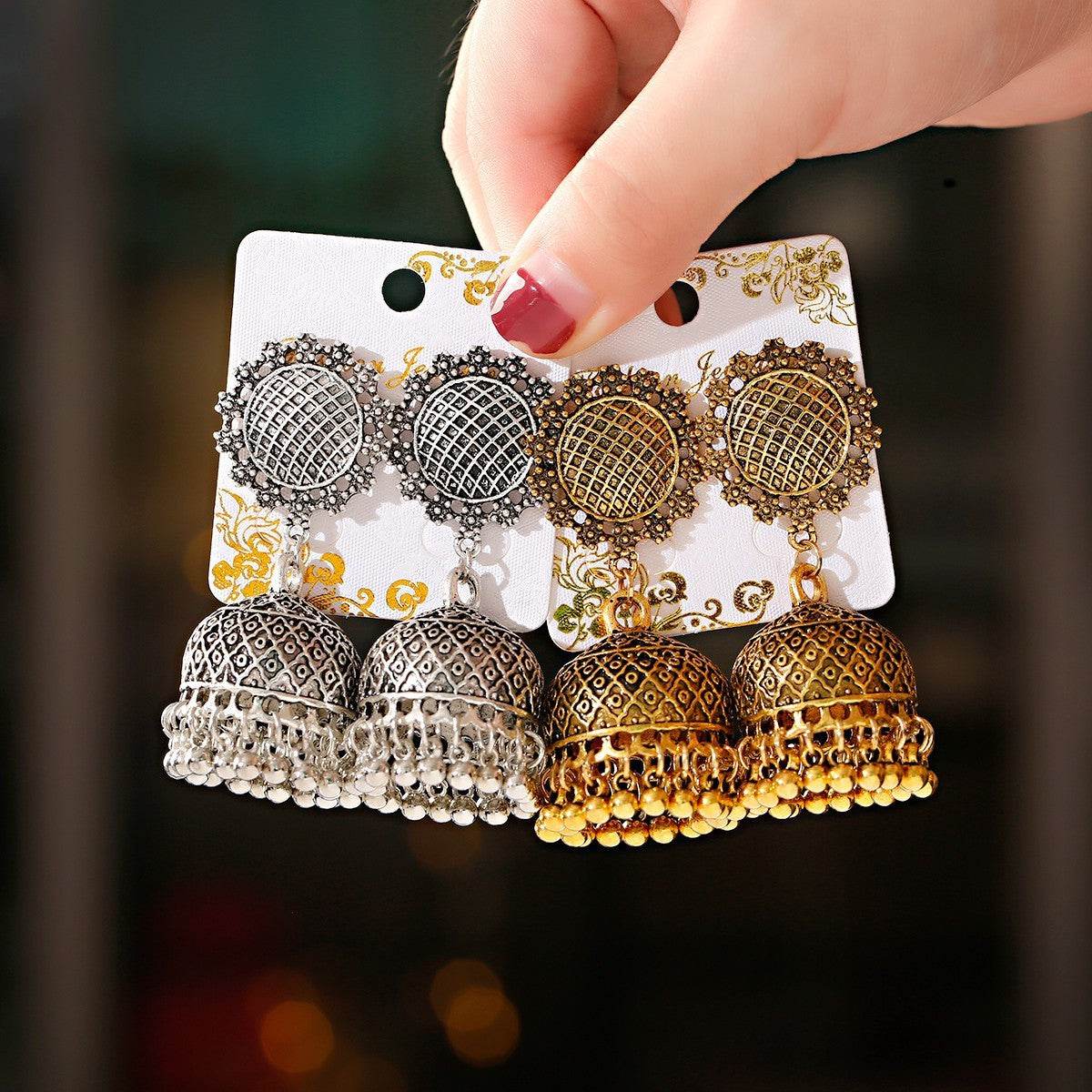 Bohemian Water Drop Ear Studs Buddha Light India Thailand Alloy Round Ring Earrings - Velora