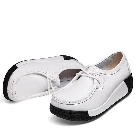 Direct manufacturers with thick soles muffin ladies casual shoes leather shoes with a solid set foot on behalf of the British - Velora