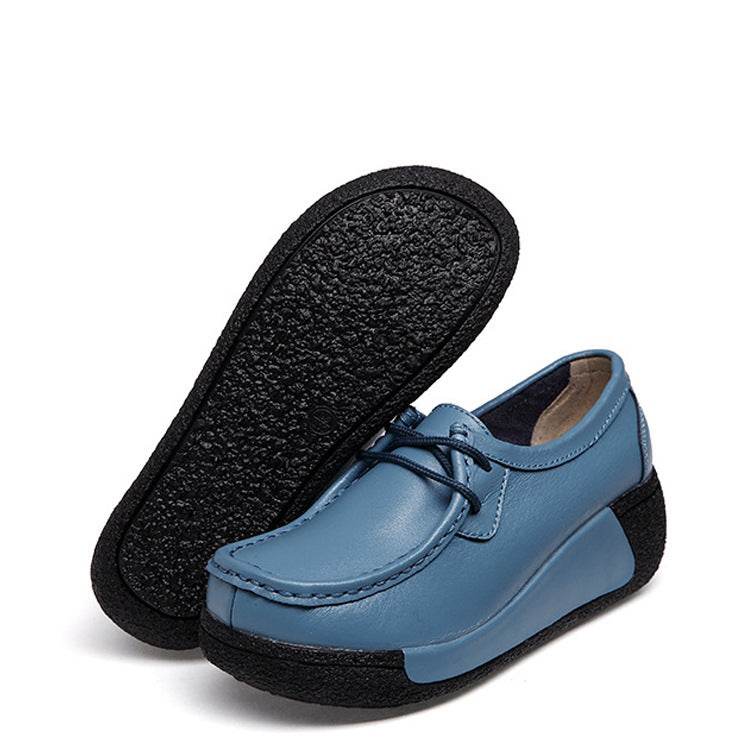 Direct manufacturers with thick soles muffin ladies casual shoes leather shoes with a solid set foot on behalf of the British - Velora