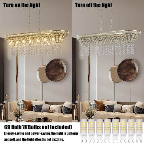 Modern Champagne Gold Kitchen Island Lamp - Oval Crystal Ceiling Chandelier - Velora