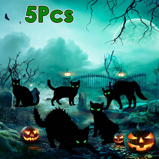6Pcs Skull Or 6Pcs Tomb Or 5Pcs Black Cat Halloween Yard Sign Decorations Glow In The Dark For Haunted House Garden Yard And Scary Theme Party - Velora