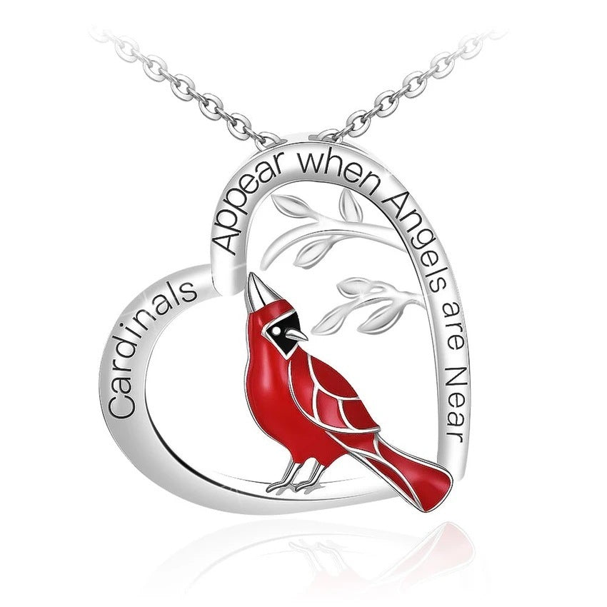 Creative Heart Shaped Cardinal Pendant Necklace, Exquisite Party Commemorative Accessory Gift Jewelry Anniversary Party Gifts, Valentine's Day Gift - Velora