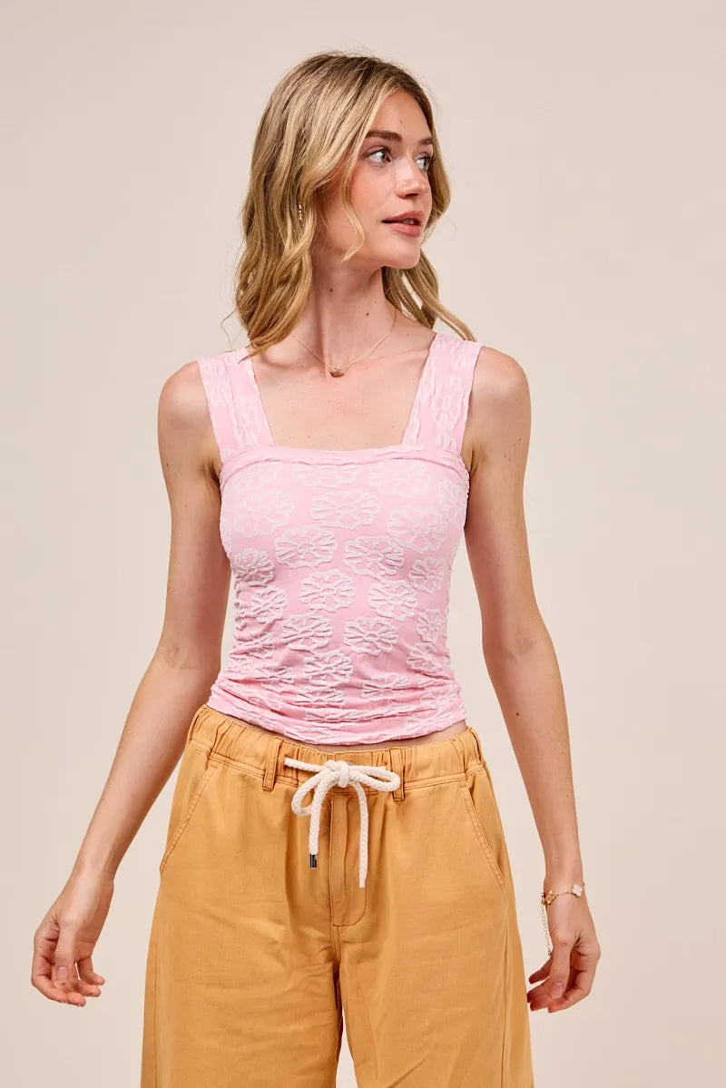 SO ME Two Tone Floral Seamless Tank Top - Velora