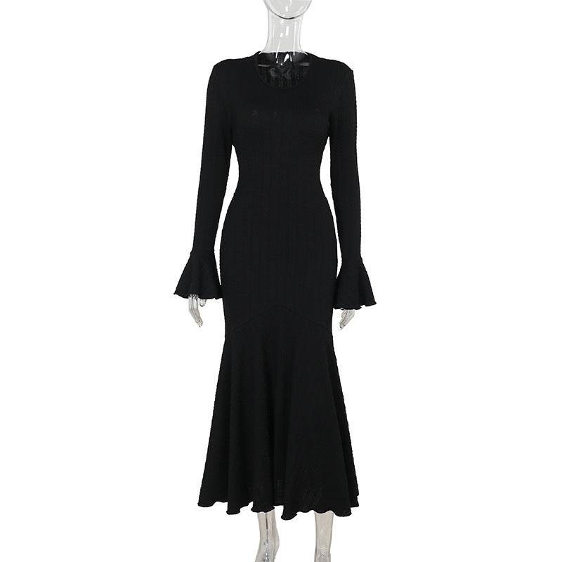 Fashion Ruffles Hem Long Sleeve Dress Women - Velora
