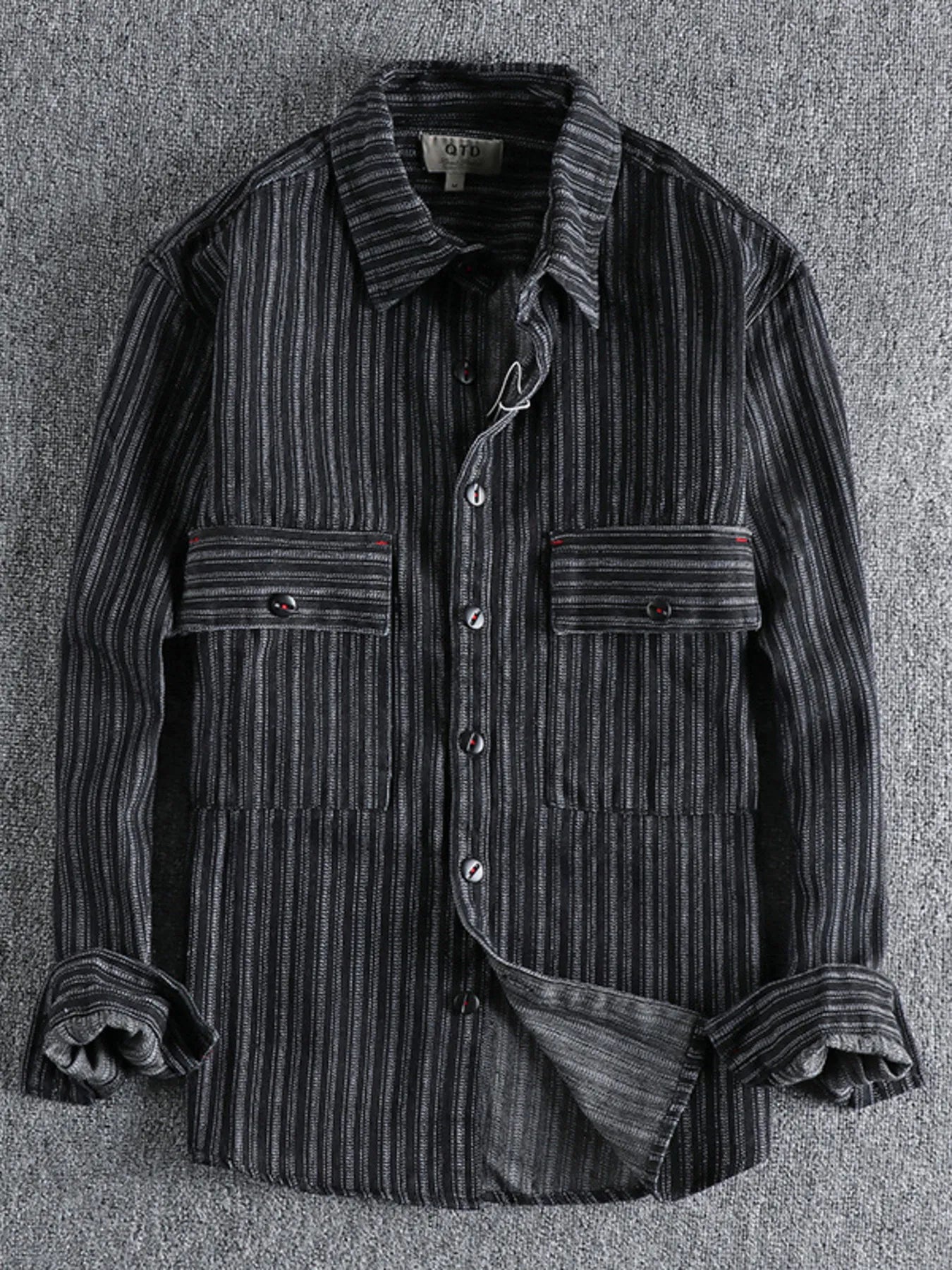 Men's Striped Button Down Denim Shirt - Velora