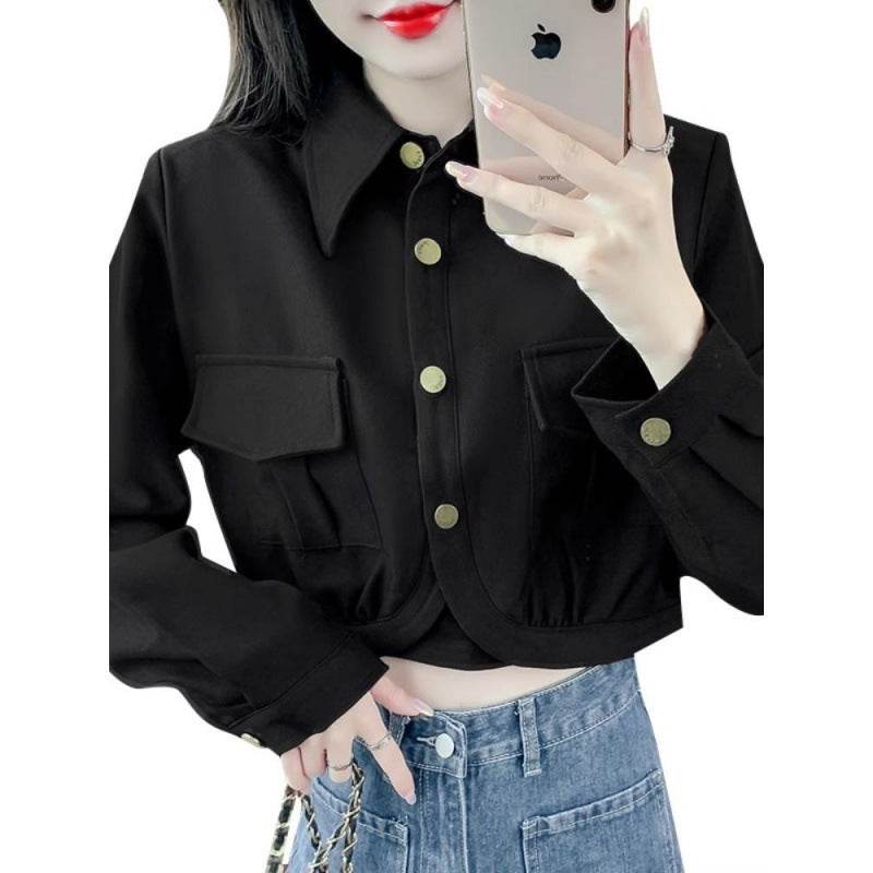 High-end Short Long Sleeve All-match Slimming And Short Sweet Top - Velora