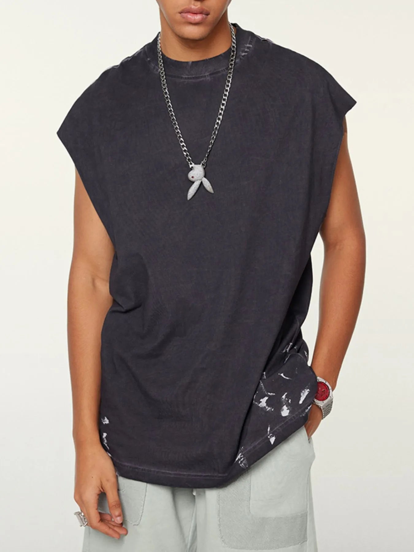 Men's Distressed Round Neck Tank - Velora