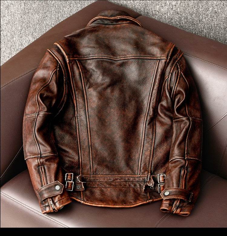 Motorcycle Short Stone Grinding Worn Coat - Velora