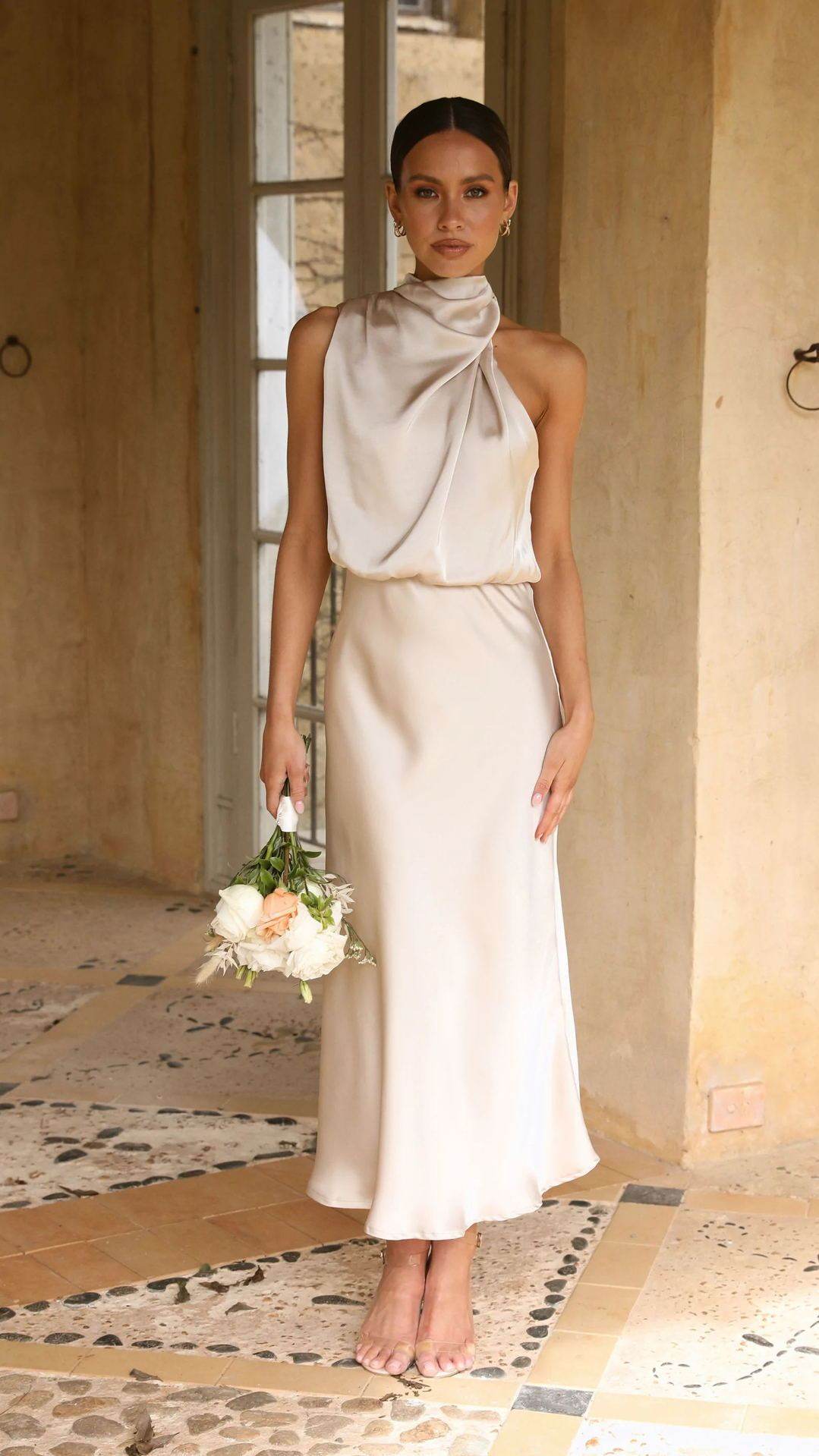 Sleeveless Halter Neck Dress Summer Fashion Temperament Evening Dresses For Women Clothing - Velora