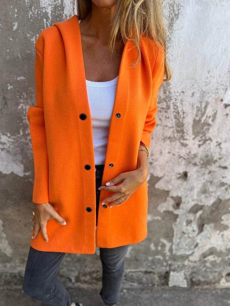 Casual Hooded Single-Breasted Cardigan Fashion Loose Solid Color Jacket Spring And Autumn Women's Clothing - Velora