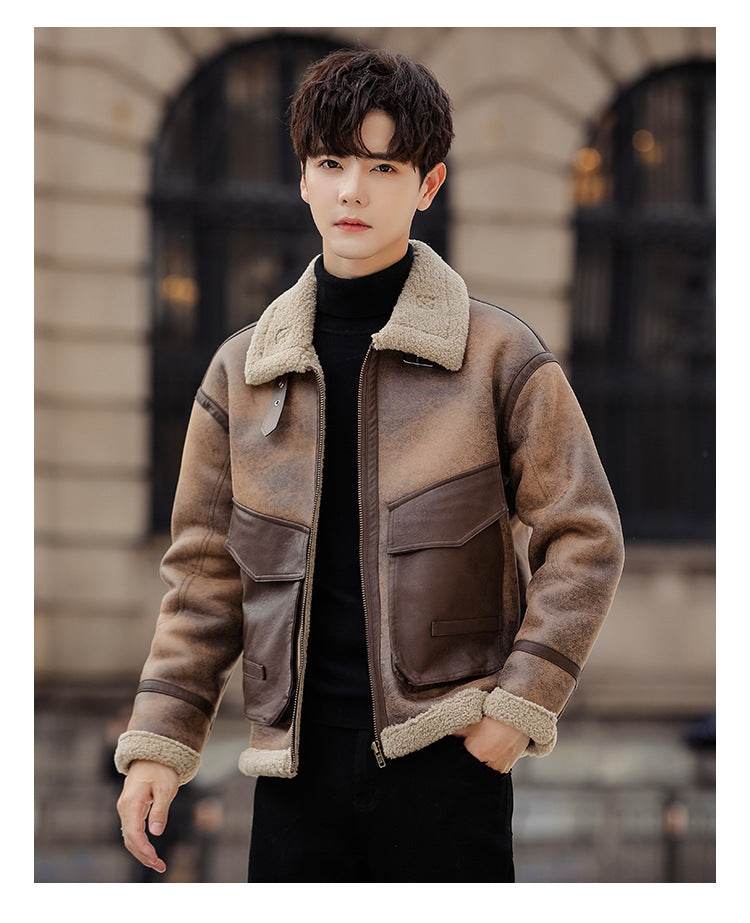 Leather And Fur Casual Coat For Men - Velora