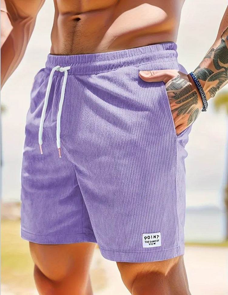 Lace-up Drawstring Shorts Summer Corduroy Sports Short Pants Mens Clothing - Velora