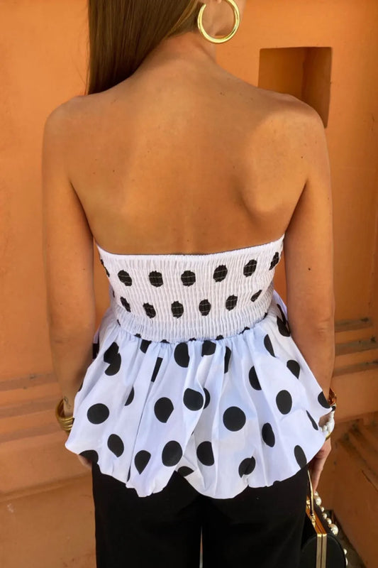 Smocked Back Bubble Hem Tube Top - Velora