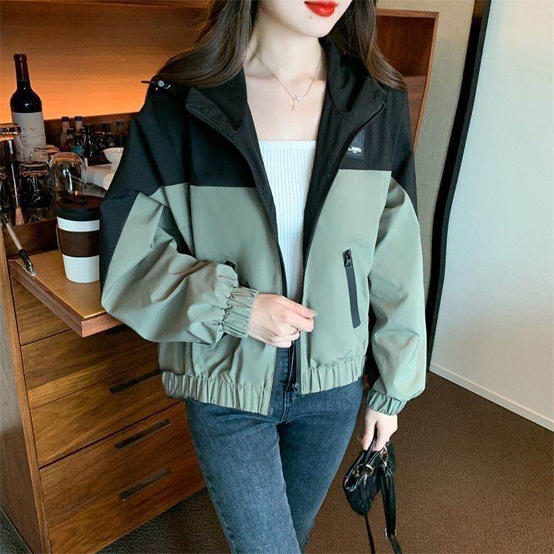 Color Contrast Patchwork Outdoor Jacket Coat Leisure Mountain Climbing Short - Velora