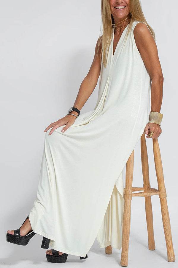 New Solid Color V-neck Sleeveless Dress Long Cardigan Jacket Suit For Women - Velora