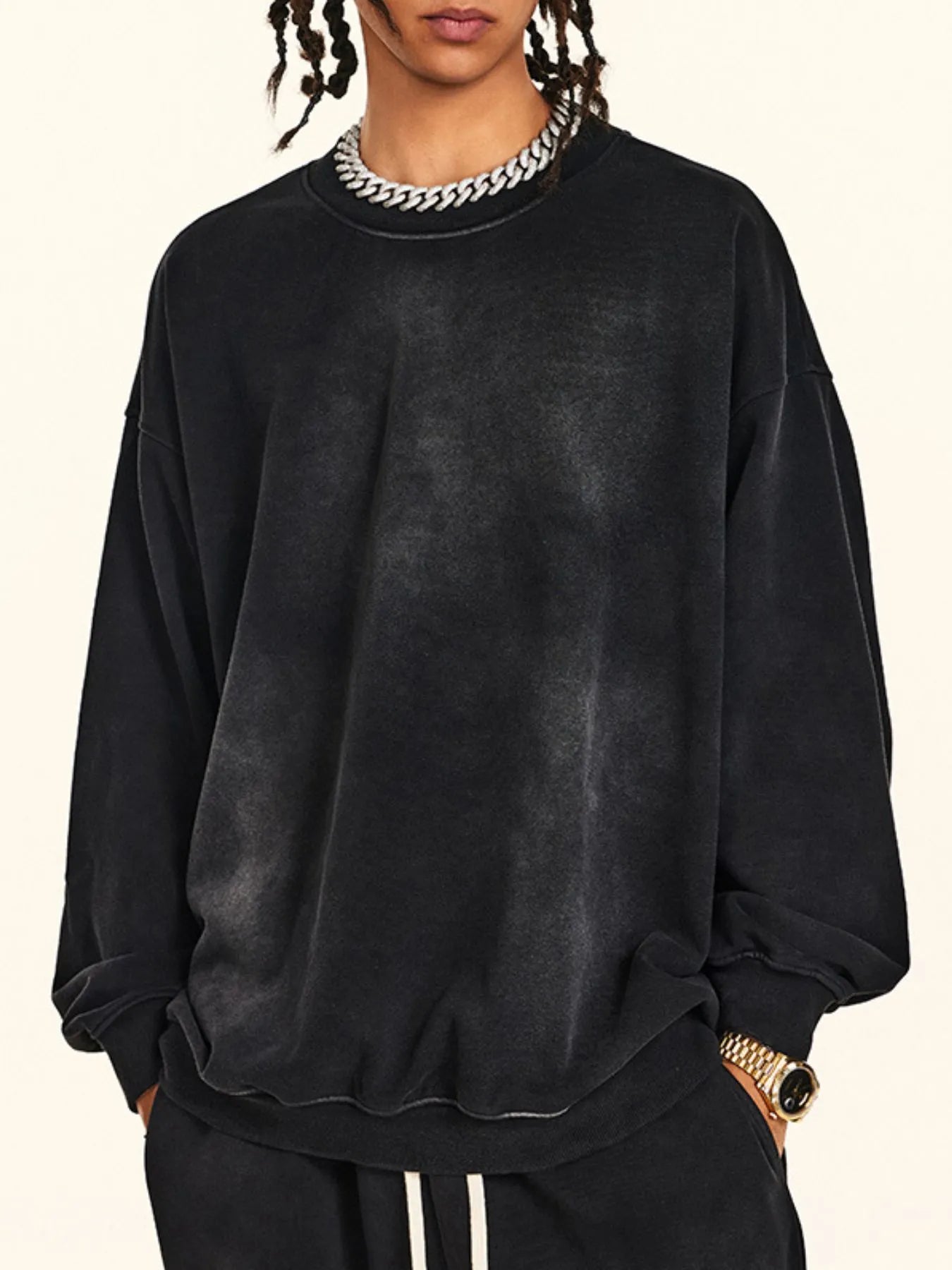 Men's Round Neck Drop Shoulder Sweatshirt - Velora