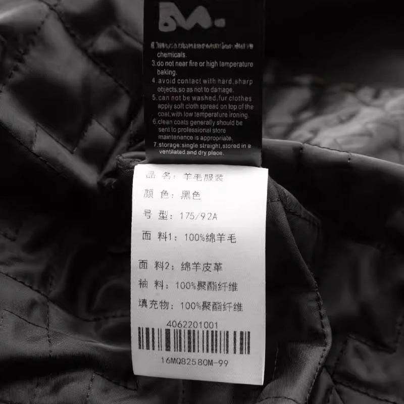 Men's Fashion Casual Wool Sheepskin Stitching Leather Coat - Velora