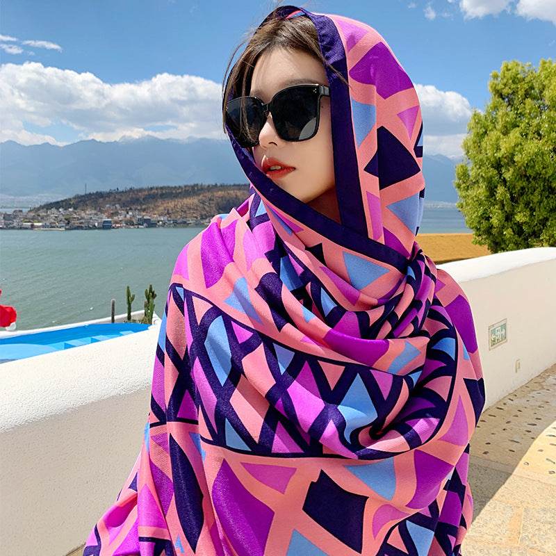Ethnic Style Sun Protection Talma Tibet Desert Travel Thin Holiday Silk Scarf - Velora