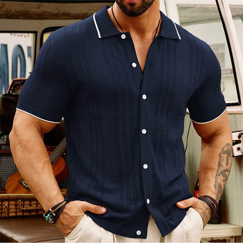 Short-sleeved Polo Shirt Summer Button Lapel Top Fashion Business Men's Clothing - Velora
