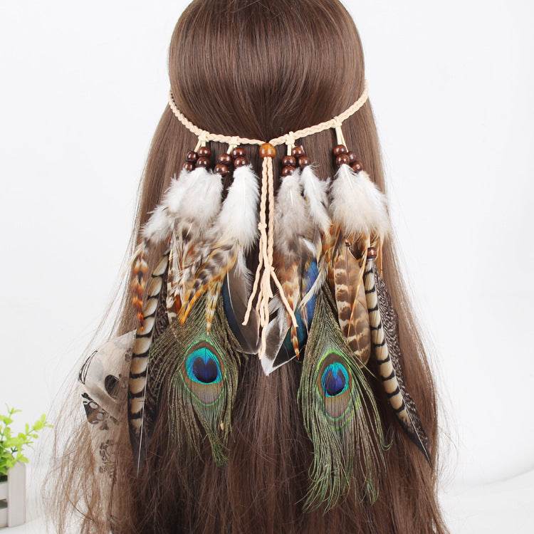 Indian Bohemian Feather Headband - Velora