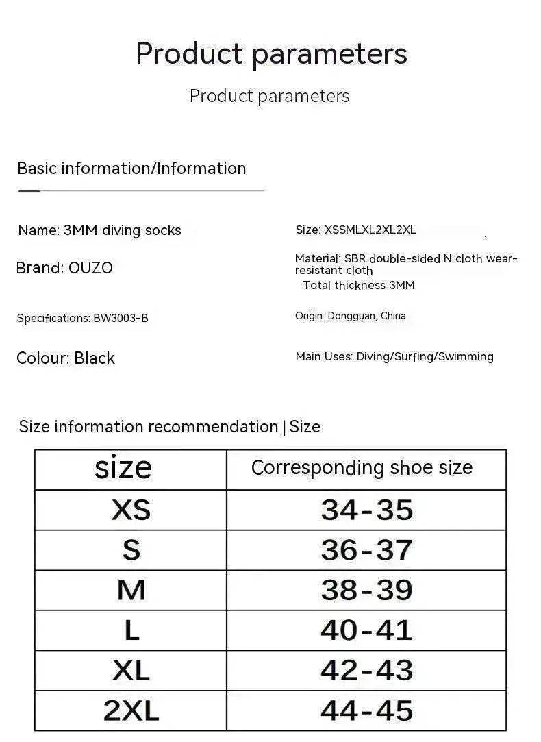 3mm Diving Cold-proof Warm Wear-resistant Non-slip Swimming Snorkeling Surfing Beach Socks - Velora