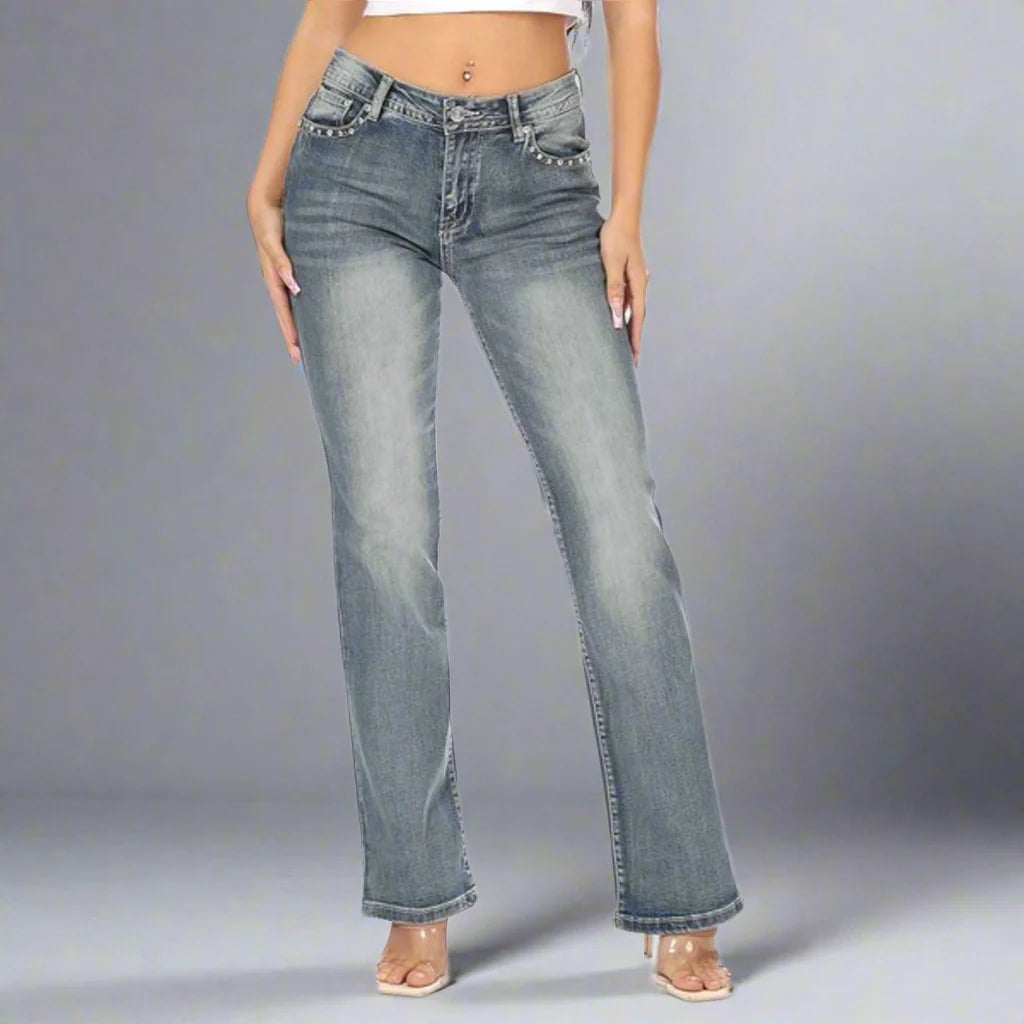 Platinum Plush Women's Rhinestone Motorcycle Bootcut Jeans Boutique of Leathers/Open Road