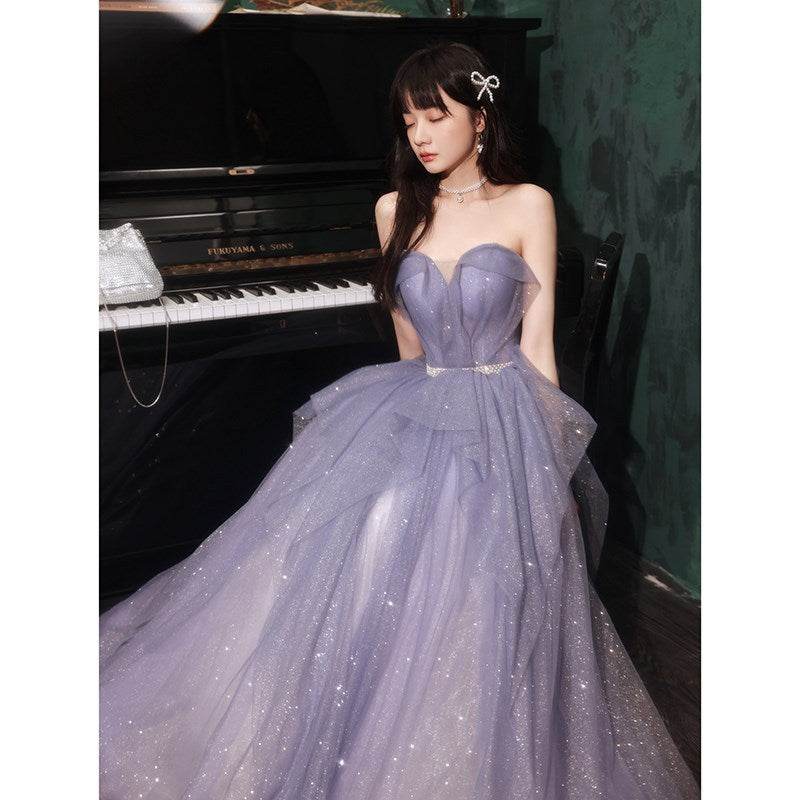 Banquet Evening Purple Annual Meeting Host Performance Dress - Velora