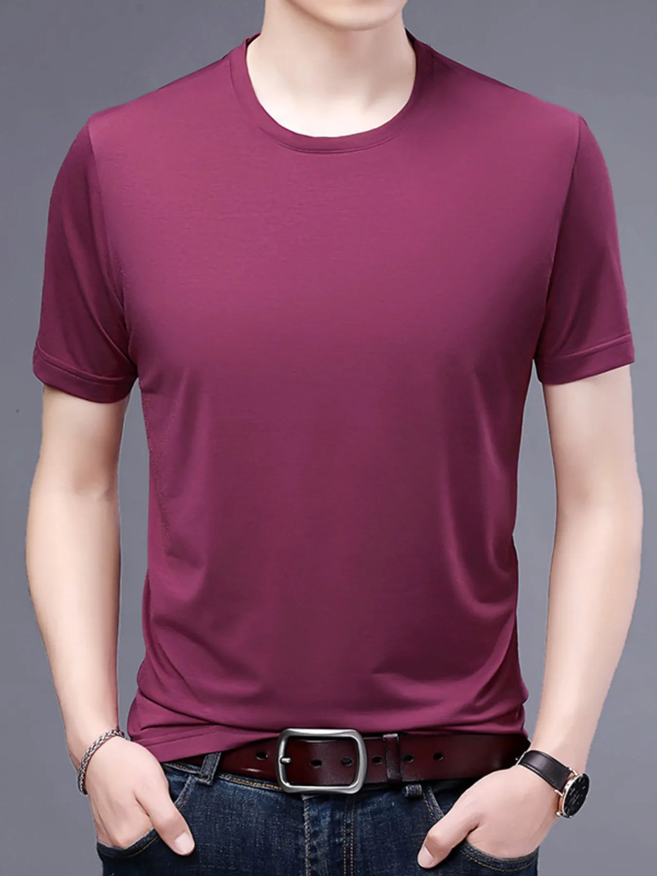 Men's Plus Size Classic Crew Neck Basic T-Shirt - Velora
