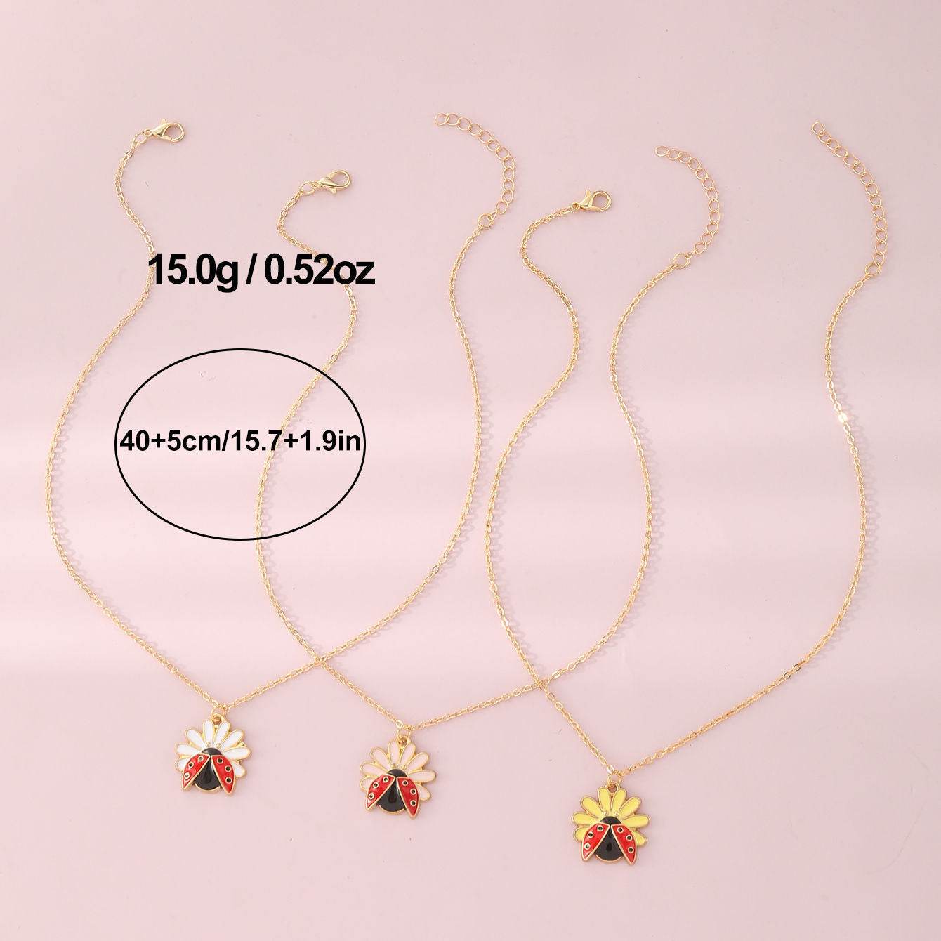 Children's Jewelry Pastoral Style Flower Ladybug Necklace Cute Cartoon Seven-spot Ladybug Pendant - Velora
