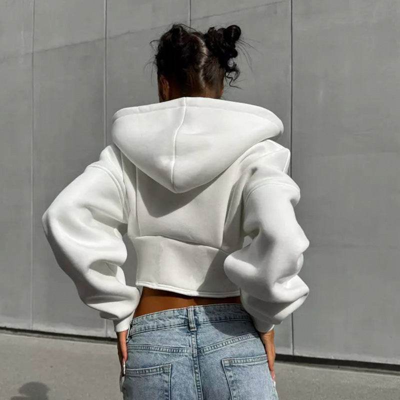 Zipper Hoodie Cardigan Y2K Ins Fashion Street Long Sleeve Corset Jacket Women Clothing - Velora
