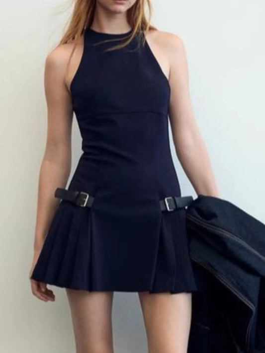 Sleeveless Halter Neck Mini Dress - Velora