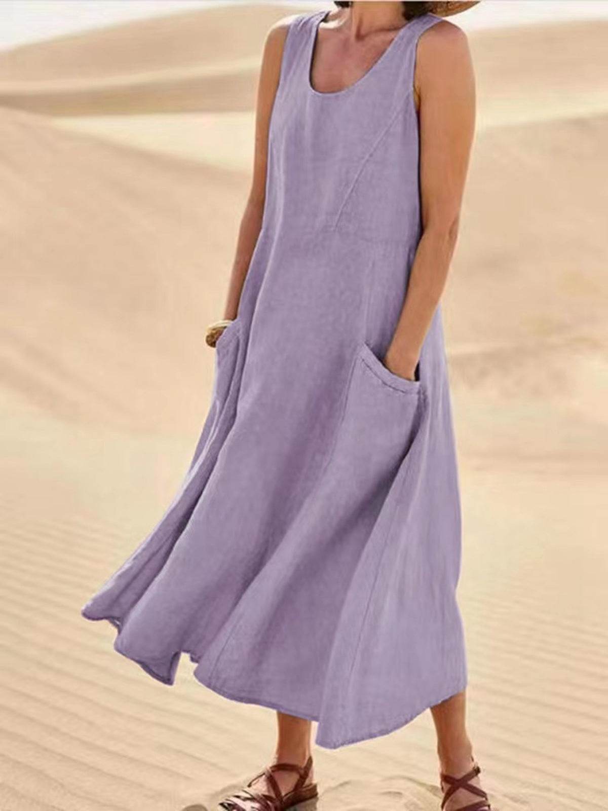 Summer Sleeveless Long Dress With Pockets Fashion Casual Loose Dresses Women's Clothing - Velora