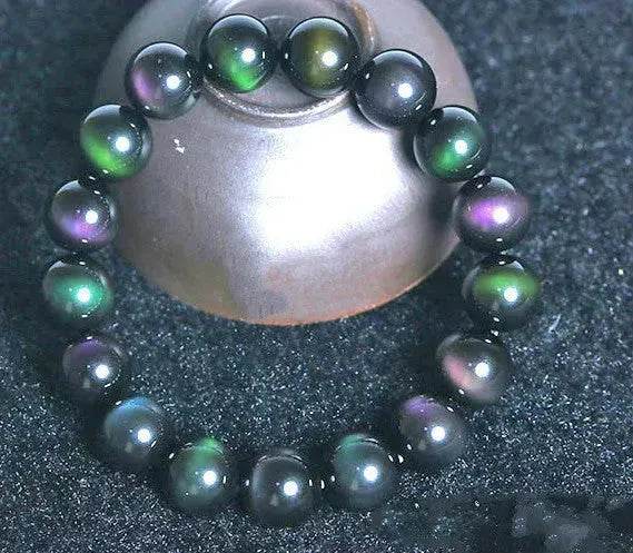 Rainbow Purple Green Eye Obsidian Bracelet - Velora