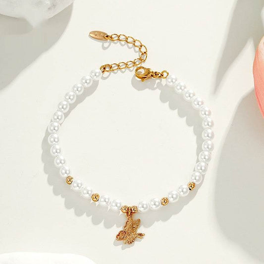 Butterfly Vintage High-grade Artificial Pearl Bracelet - Velora