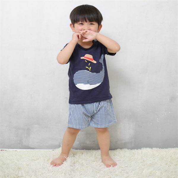 Cartoon Clothing Baby Boy Summer Clothes T-shirt Baby Girl Casual Clothing Sets - Velora