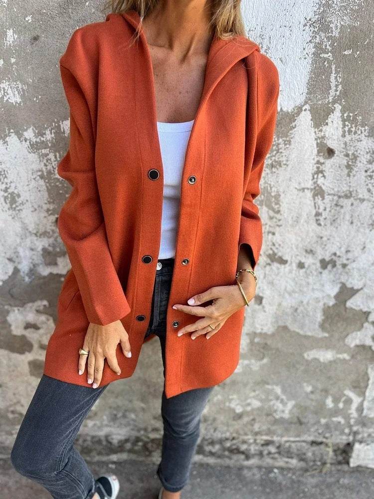 Casual Hooded Single-Breasted Cardigan Fashion Loose Solid Color Jacket Spring And Autumn Women's Clothing - Velora