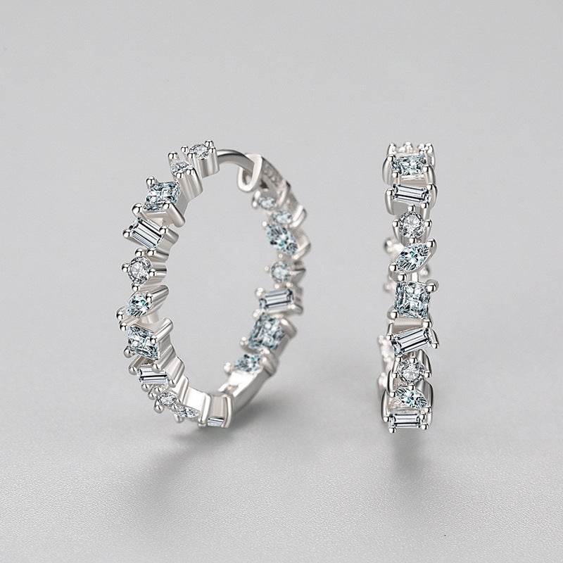 S925 Sterling Silver Irregular Zircon Earrings Women's Light Luxury Luxury - Velora