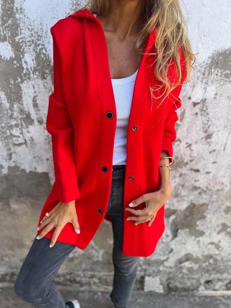 Casual Hooded Single-Breasted Cardigan Fashion Loose Solid Color Jacket Spring And Autumn Women's Clothing - Velora